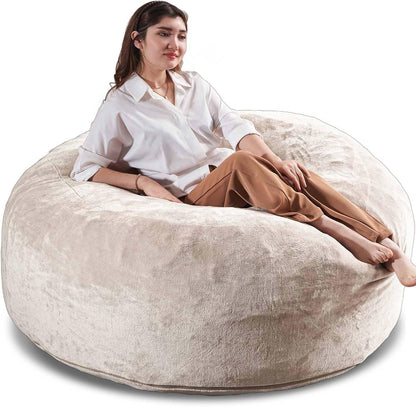 5FT，Big Bean Bag Chairs for Adults，Large beanbag with Filler Included，Memory Foam Material，Easy to Clean and Washable Corduroy Fabric，Suitable for Living Room and Bedroom (Apricot, 5 Foot)