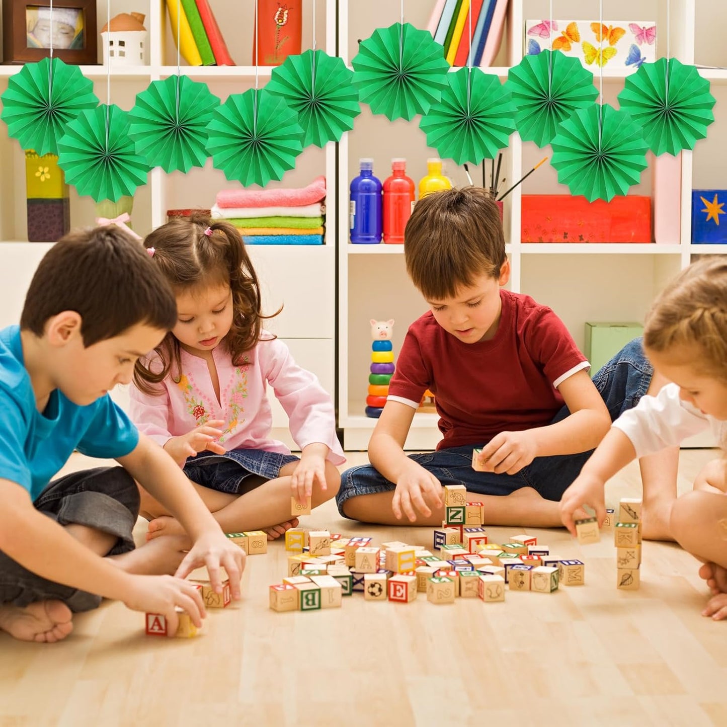 Green Party Decorations,Green Paper Decorations for Party,Tennis Party Decorations Party Paper Fans Bulk 8in,Graduation Decoration Classroom Decor,St Patrick's Day Decortions 30 Color DIY Set （Green）