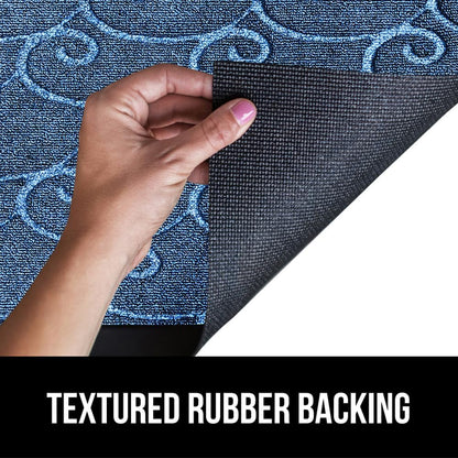 GORILLA GRIP 100% Waterproof All-Season WeatherMax Doormat, 47x35, US Designed Natural Rubber, Stain and Fade Resistant, Low Profile Indoor Outdoor Door Mats, Easy Clean Patio Mat, Ocean Blue Waves