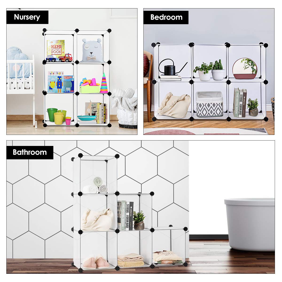 Tangkula 6 Cubes Storage Organizer, DIY Plastic PP Closet Cabinet w/Rustproof Steel Frame, Portable