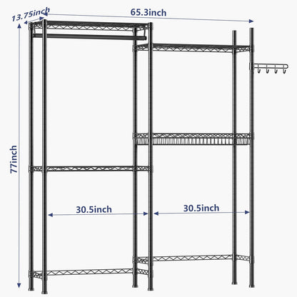 Over Washer and Dryer Shelves,Laundry Room Storage Organization Clothes Drying Rack,4 Tier Adjustable Height Wire Shelving with Wire Basket,Hanger Rod&Hook,Space Saving Shelf