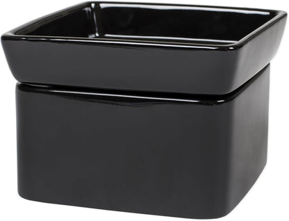 Elanze Designs Black Candle Warmer Black Stoneware Electric 2-in-1 Jar Candle and Wax Tart Oil Warmer