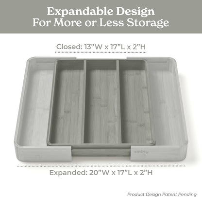 SMIRLY Silverware Drawer Organizer – Bamboo Kitchen Drawer Organizer, Adjustable Utensil Holder and Cutlery Tray, Drawer Dividers for Flatware and Kitchen Utensils