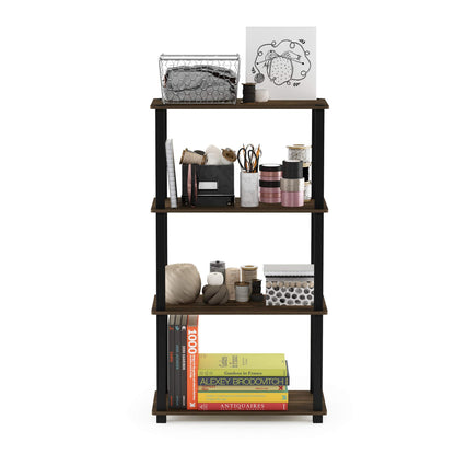 Furinno TURN-S-TUBE Storage Shelves, 4-Tier Book Shelf, Corner Shelf, Toolless Open Shelves, for