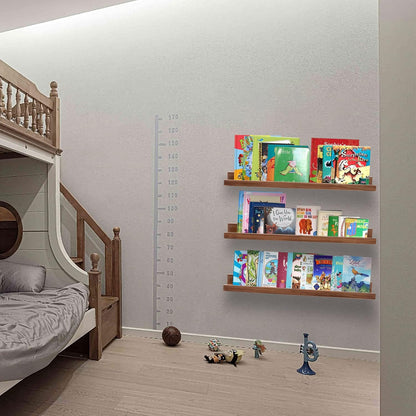 AZSKY Floating Photo Shelves Fair Light Walnut 24 Inch Picture Ledge for Storage Wall Book Shelves Hanging Picture Photo Frame Ledge Shelves with Lip a Set of 3 Same Sizes Kitchen Spice Rack