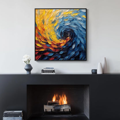 Large Framed Blue Modern Abstract Wall Art for Living Room, Minimalist Canvas Paintings Artwork for Walls, Blue Yellow Art Prints Pictures for Hallway Bedroom Office Wall Decor -30x30 Inch