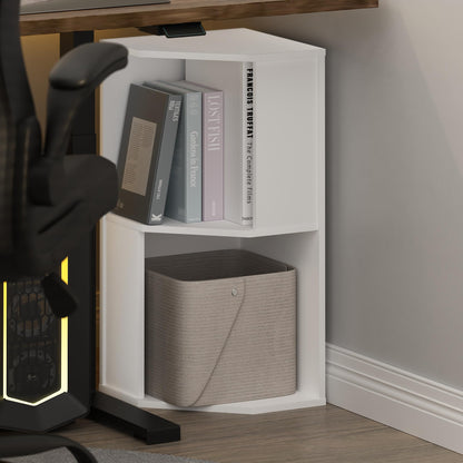 Furinno ECON Corner Shelf, 2-Tier Corner Book Shelf, Standing Storage Shelves, Cube Display Rack