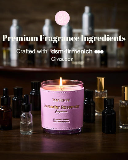 M&SENSE Lavender Rosemary Scented Candles, Vegan Soy Candles, Heavy Scented, 10oz 42-Hour Slow Burning Time, Toxic Free Winter Bathtub Aromatherapy Relaxing Spa, Fancy Gift for Home Decor