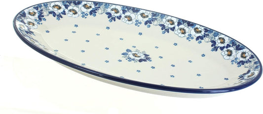 Blue Rose Polish Pottery Georgia Blue Oval Platter