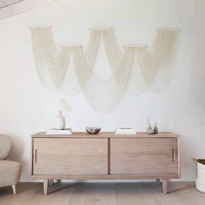 IOWER Macrame Wall Hanging Large Wall Home Decor Modern Fiber Wall Art Geometric Decoration Headboard Living Room Bedroom Backdrop