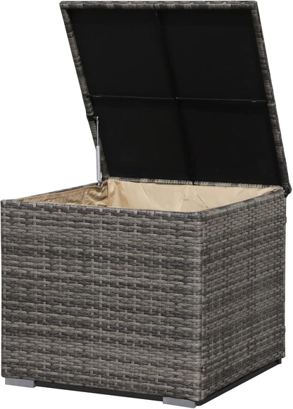 Super Patio Outdoor Patio Storage Box Waterproof, Wicker Storage Bin Deck Box for Cushions, Garden Tools, 88 Gallon, Gray