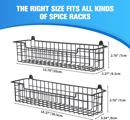 Spice Rack Organizer Wall Mount, Spice Organization Storage Shelf for Cabinet Door, 2 Packs Wall Spice Rack Saving Space for Kitchen, Black