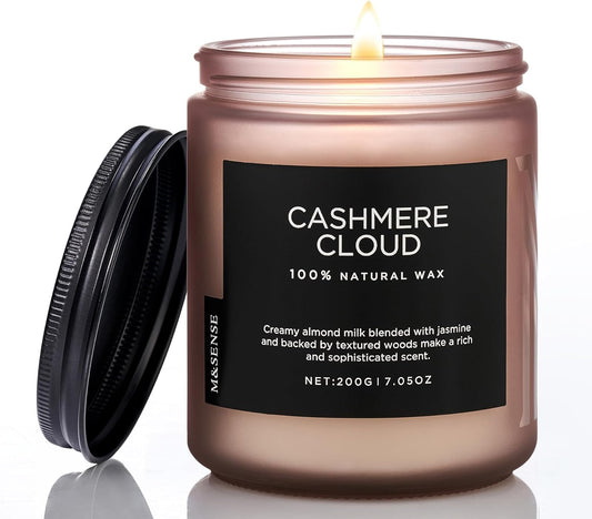 M&SENSE Creamy Almond Milk Scented Candles, Organic Natural Soy Wax Clean Non Toixc 7.05oz 50 Hour