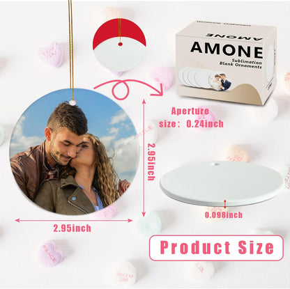 Sublimation Blanks Ornament Bulk 25pcs Personalized Christmas Ornaments Set Ceramic Ornaments White Sublimation Discs for Christmas Tree Decorations Wedding Birthday Gifts for Women Men 3"