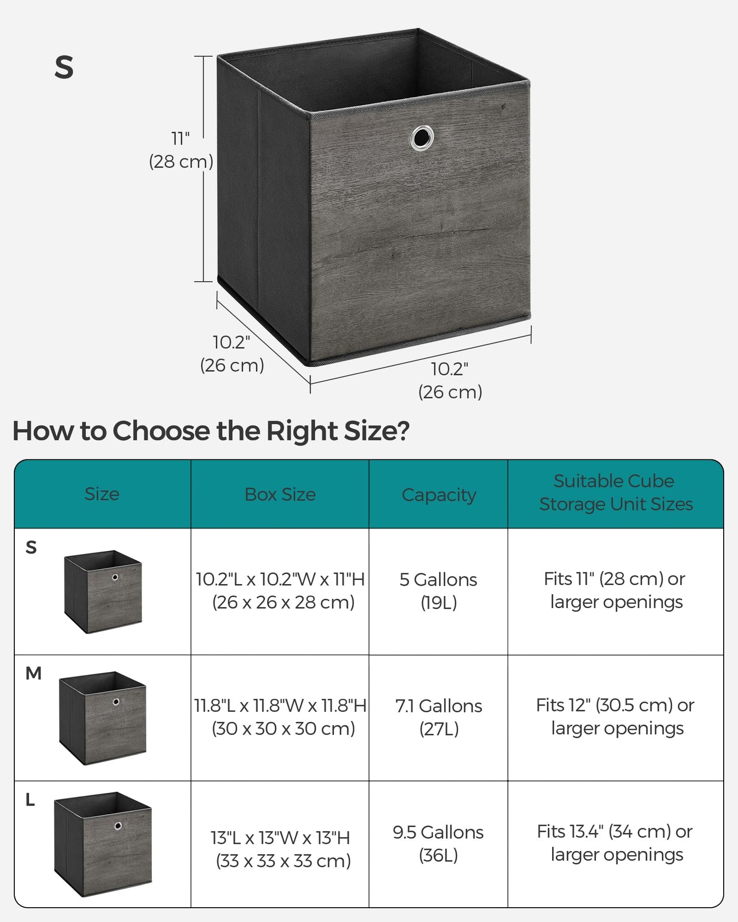 SONGMICS Storage Cubes, Set of 6, 11-Inch Foldable Closet Organizers