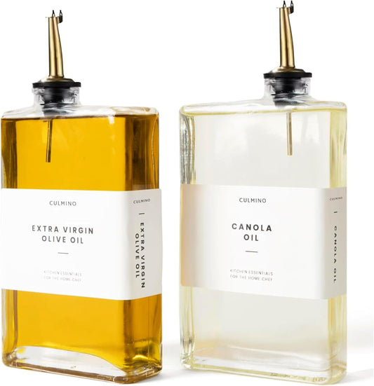 Premium Glass Olive Oil Dispenser Bottle 350ml | Cooking Oil and Vinegar Dispenser Set of 2 | Oil