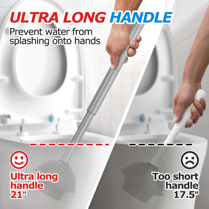 2Pack 2 in 1 Toilet Brush and Plunger Set, Extended Handle Plunger，Toilet Bowl Brush Plunger Set,Bathroom Cleaning Tools ，Toilet Brush Plunger Combo，Cleaning Brush，Cleaning Supplies（Dark Grey）