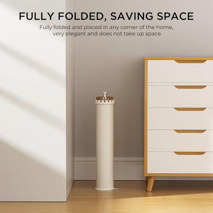 Tripod Clothes Drying Rack, Garment Rack Portable and Foldable Space Saving Laundry Drying Rack - Dryer Rack Clothing Floor Folding Balcony Bedroom Household (Beige(Wood), 16 rods)