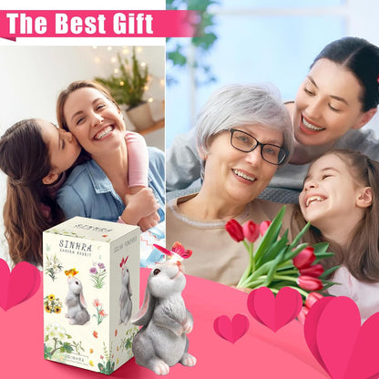 Garden Statue Outdoor Decor-Rabbit with Solar Butterfly Changing Lights Garden Statues,Bunny Statue for Patio,Balcony,Yard,Lawn Ornament,Gardening Gifts for Mom Grandma