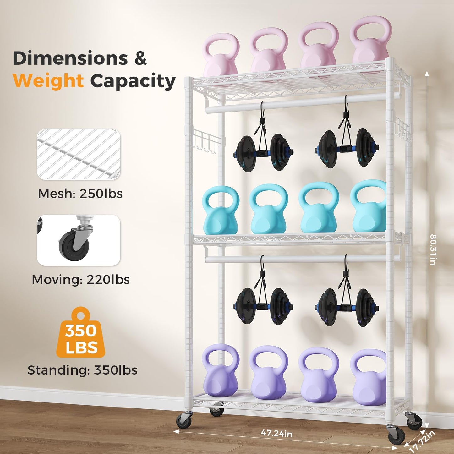 OLIXIS Clothes Rack Heavy Duty Adjustable Garment Clothing Rack with Wheels, Rolling Metal