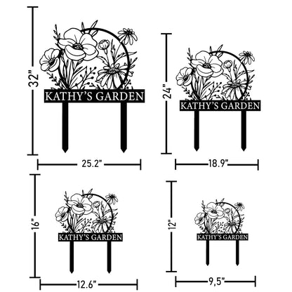 Personalized Metal Garden Sign with Stake, Custom Garden Decor for Outdoor, Custom Family Name Sign, Patio Decorations, Lawn Art, Farmhouse Decorative, Housewarming Gift (CstmDesign12)