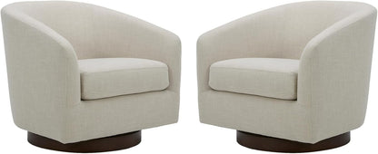 CHITA Swivel Accent Chair, FSC Certified Upholstered Fabric Barrel Chair for Living Room Set of 2, Fully Assembled, Linen