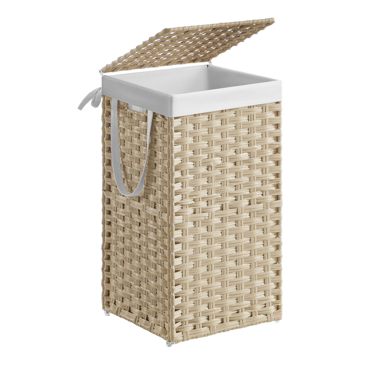 SONGMICS Laundry Hamper with Lid, 17.2 Gallon (65L) Synthetic Rattan Clothes Laundry Basket with