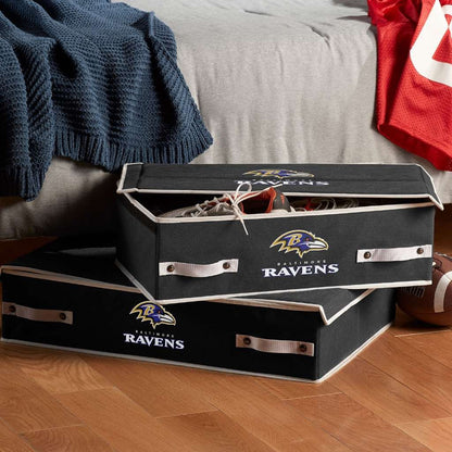 Franklin Sports Baltimore Ravens NFL Storage Bin - Under Bed Container - Folding Portable Bin for