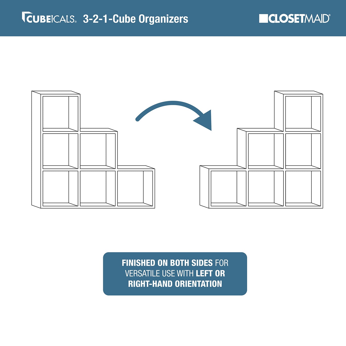 ClosetMaid Cubeicals 3-2-1 Cube Storage Shelf Organizer Bookshelf, 3 Tier, Steps, Corner Unit, Easy