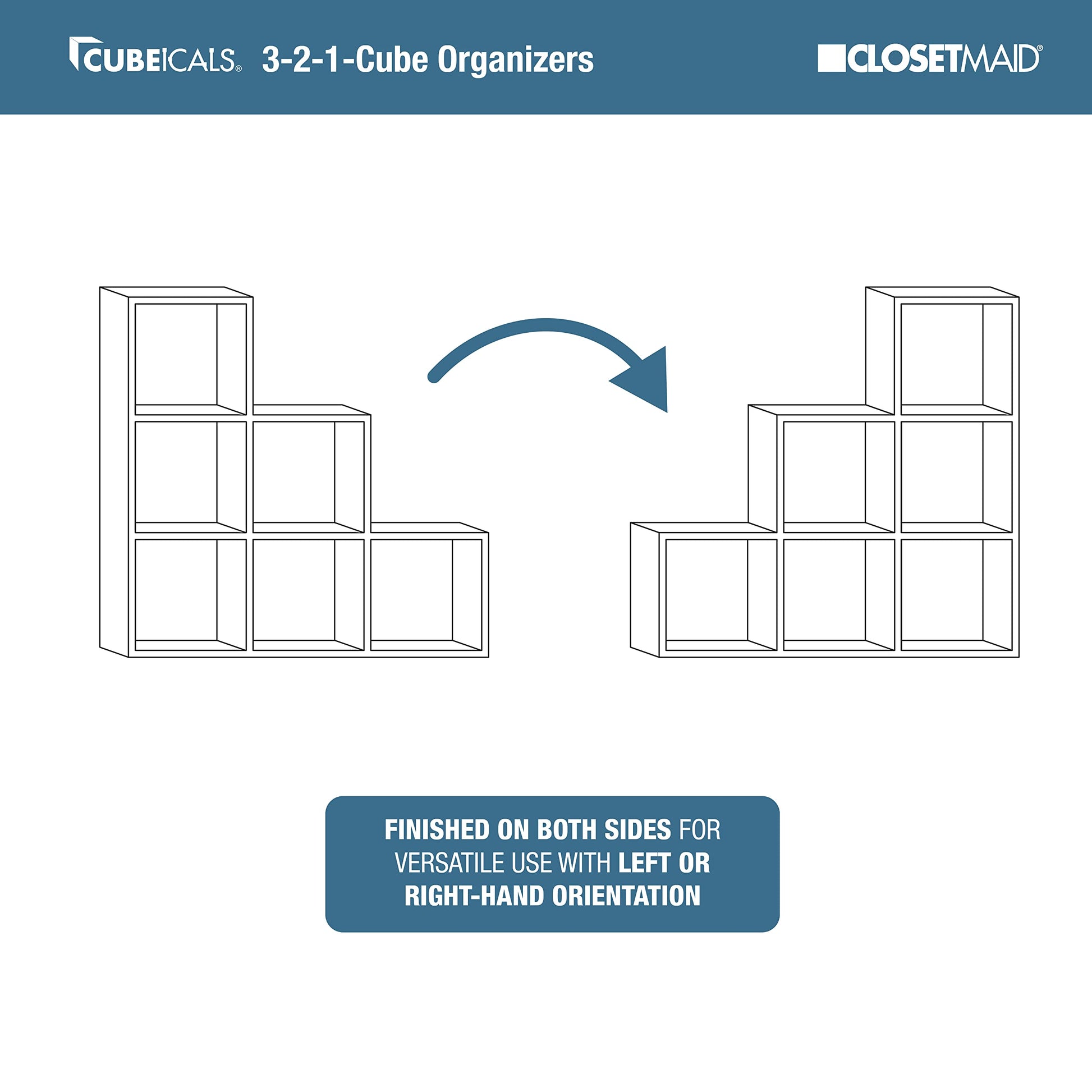 ClosetMaid Cubeicals 3-2-1 Cube Storage Shelf Organizer Bookshelf, 3 Tier, Steps, Corner Unit, Easy