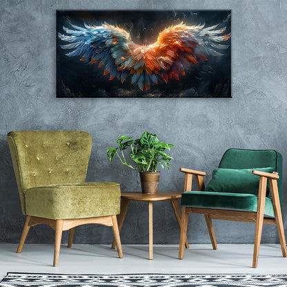 LASMOND Beautiful Colorful Angel Wings Religion Wall Art Decor Artwork for Girls Room Bedroom Living Room (58x28 Inches)