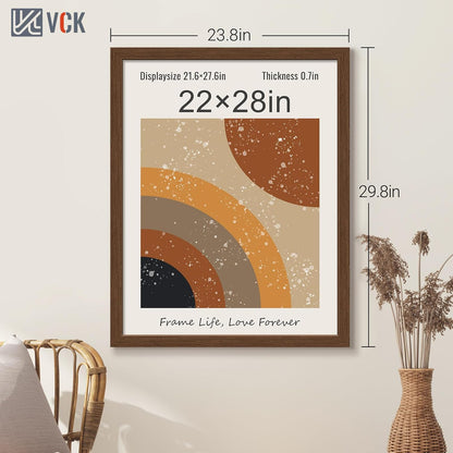 VCK 22x28 Picture Frame 3 Pack, Brown Wood Poster Frame with Exclusive Wood Grain, Wall Mounting Hanging
