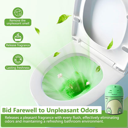 Toilet Bowl Cleaner-Cute Dinosaur-Shaped Toilet Bowl Cleaner Bottle Automatic Bathroom Toilet Tank Cleaner Easy-To-Use Septic Safe Toilet Cleaner in Bottle with Jasmine Scent (1, green)