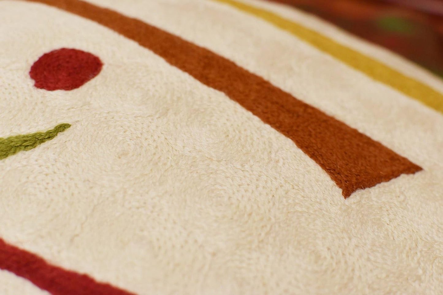 Kandinsky Contemporary Throw Pillow Cover - Cream | Modern Pillow Cases | Abstract Throw Pillows | Modern Boho Pillow | Abstract Chair Cushions | Hand Embroidered Cushion | Wool Size 18x18