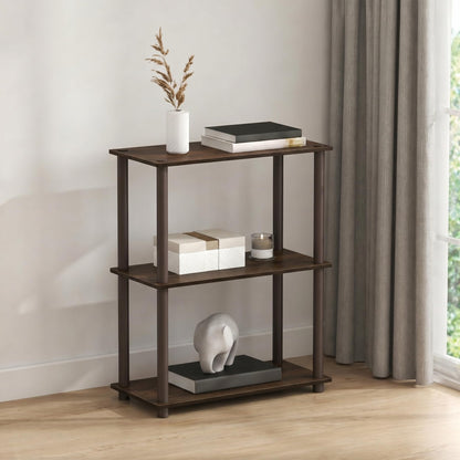 Furinno Turn-N-Tube Storage Shelves, 3-Tier Book Shelf, Corner Shelf, Toolless Open Shelves, for