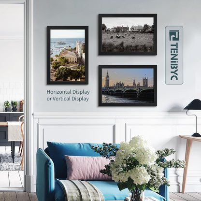 13x19 Picture Frame 3 pk, Textured Black Solid Wood Poster Frame, HD Tempered Glass, Wall Gallery Frame