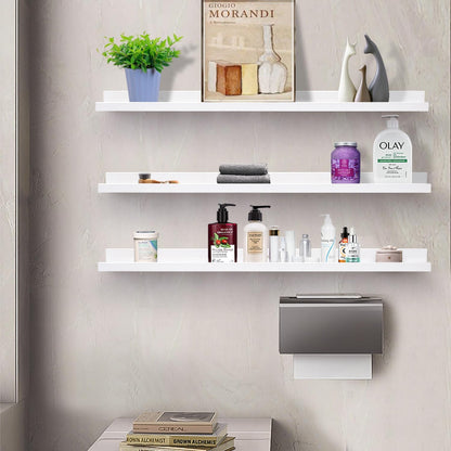 AZSKY 36 Inch Floating Shelves with Ledge White Natural Wood Picture Ledge Shelf 3 Pack Floating Shelf Picture Frame Holder for Bedroom Bathroom Living Room Kitchen Same Sizes