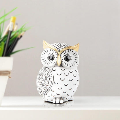 Owl Statue for Home Decor Accents,Owl Decor for Bookshelf Bedroom Living Room Office Table Desk Mantle TV Stand Boho Decoration,Modern Shelf Decor Accents Animal Sculptures for Birds Lovers,Owls Gift
