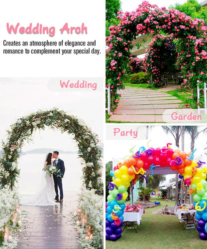 Queension Metal Arch Backdrop Stand 7Ft Wide 7.7Ft High, Wedding Arch Frame for Wedding Decorations, Balloon Arch Stand with Base for Ceremony, Outdoor Garden Arch Trellis for Climbing Plants, Gold