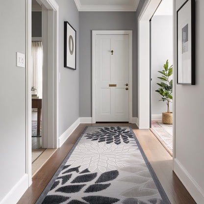 Beverly Rug Outdoor Runner Rug 2x7 Modern Floral Tropical Area Rugs for Indoor and Outdoor Patio Easy to Clean Non Shedding Living Room Porch Garden Washable Outside Carpet (2 x 7 Beige)