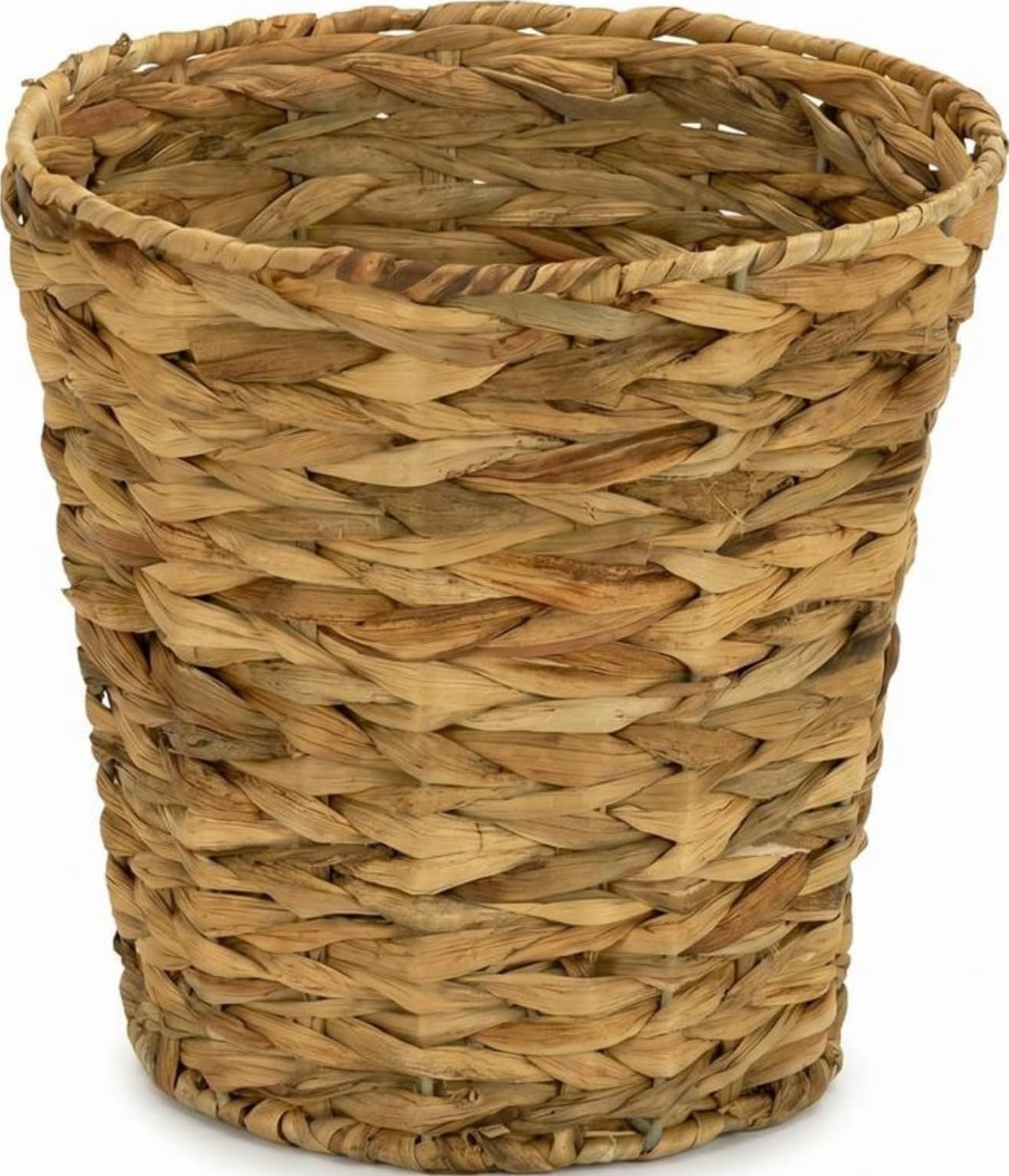 Household Essentials Wicker Waste Basket, Woven Leaf Basket with Wire Frame, Trash Bin or Storage
