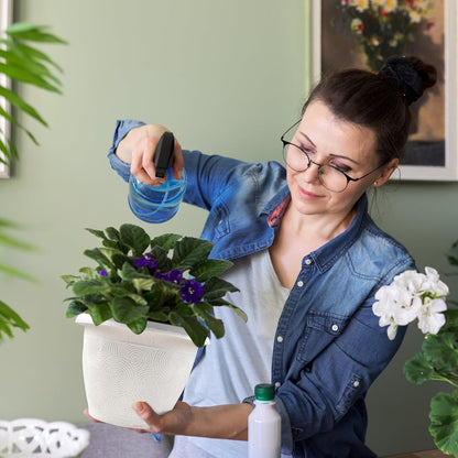 Plastic Flower Pots Planters for Indoor Plants, 3 Pack 10 Inch White Plant Pots with Drainage Hole & Tray, Modern Decorative Large Plant Pot with Saucer for Indoor Outdoor Plants Garden House Planter