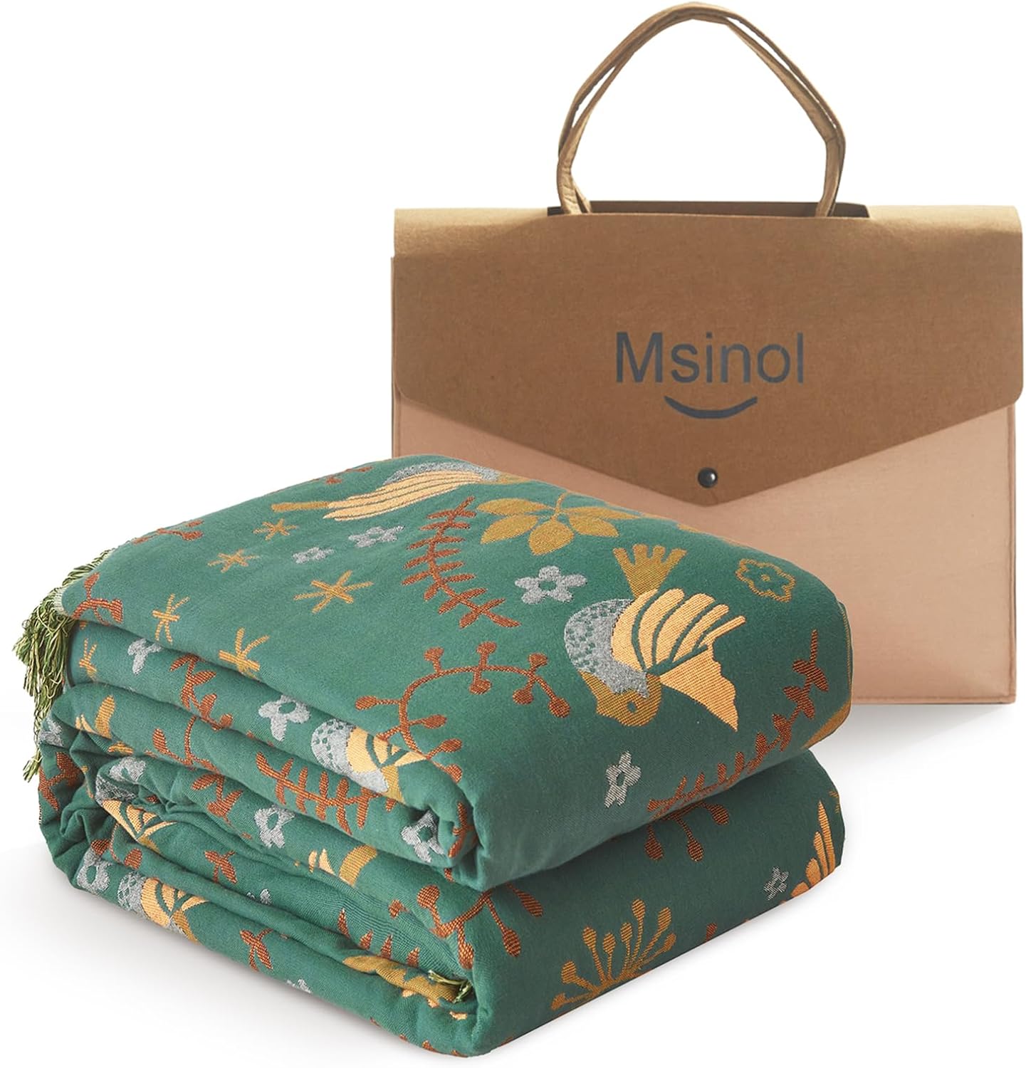 Luxury Throw Blanket Cotton Muslin Throw Blanket for Couch Breathable Floral Blanket Throw for Sofa Couch Chair Home Decoration (80"x90",01-Cute Bird)