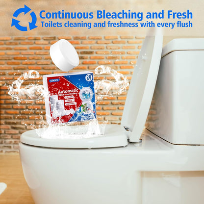 USKICH Toilet Bowl Cleaner Tablets 20 PACK, Bathroom Automatic Toilet Tank Cleaners with Bleach, Slow-Releasing Household Toilet Cleaners for Deodorizing, Descaling, against Tough Stains