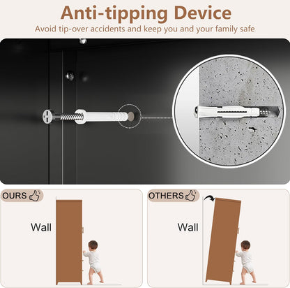 Kitchen Pantry Cabinet, 75" Tall Metal Pantry Cabinet with Two Drawers, Food Cupboards with Doors and Shelves, Freestanding Storage Cabinets for Dining, Living Room, Black, Assembly Required