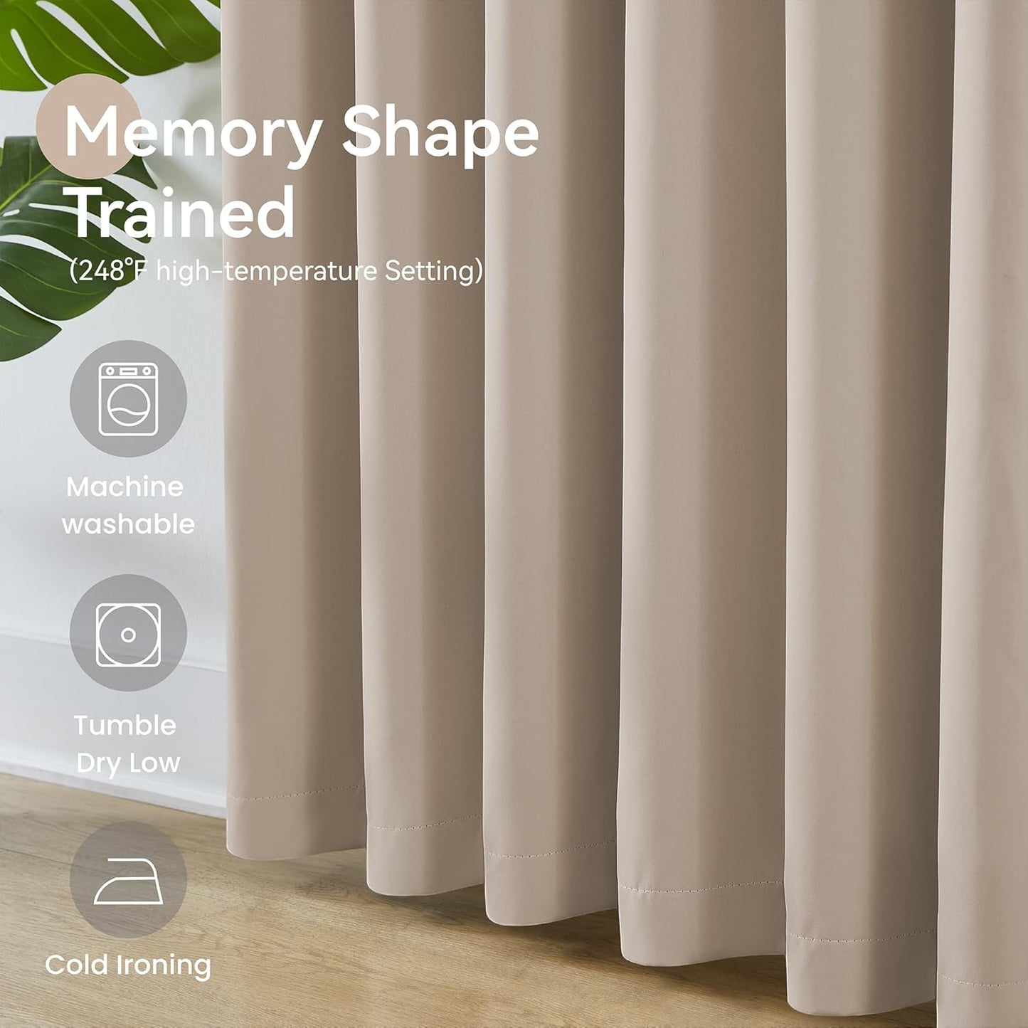 KangBang Taupe Pinch Pleated Window Curtains 2 Panels Set, 90 Inch Blackout Curtains for Bedroom Dining, Energy Saving Modern Stylish Decorative for Hotel Dorm, W40xL90