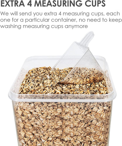 Vtopmart Extra Large Tall Airtight Food Storage Containers, 4 Pieces 5.9qt/6.5L Plastic PBA Free Kitchen Pantry Canister for Spaghetti, Flour and Baking Supplies, with 24 Labels, Black