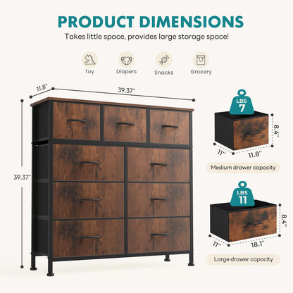 OLIXIS 9 Drawer Tall Dresser for Bedroom, Closet Organizers and Storage