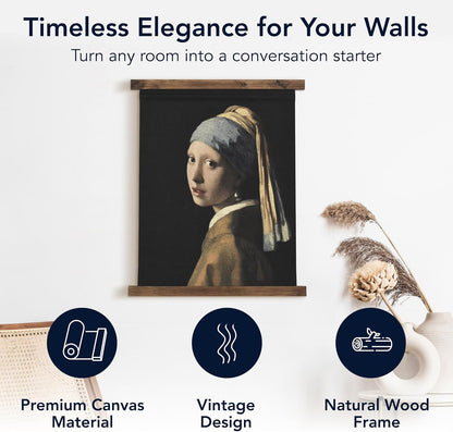 American Art Decor Girl with a Pearl Earring Tapestry Vintage Hanging Canvas Wall Art by Johannes Vermeer