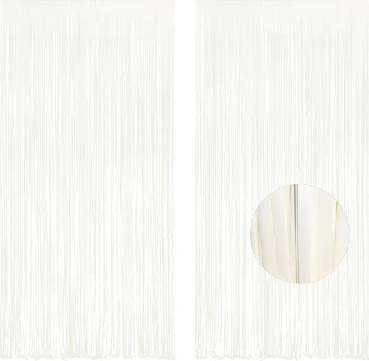 White Party Streamers Decoration - GREATRIL Foil Fringe Backdrop for Daisy Groovy